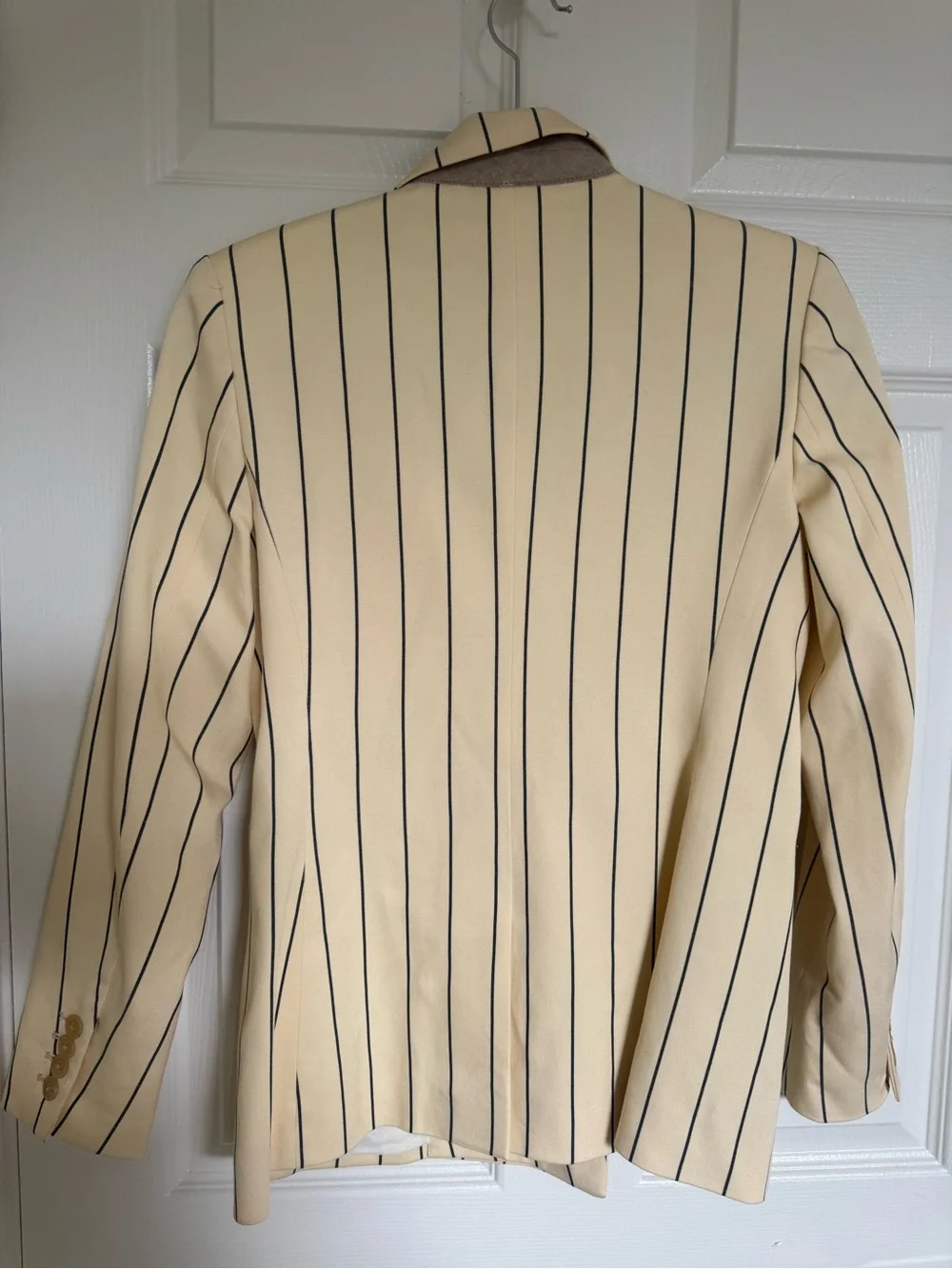 Tory Burch Cream Pinstripe Double-Breasted Blazer
